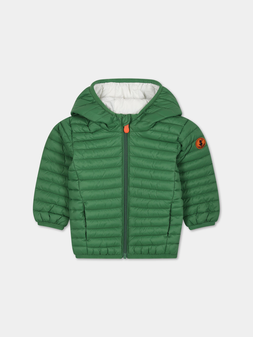 Green downn-jacket  Nene  for baby boy with logo
